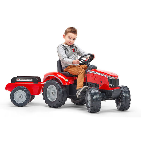 Child playing with Massey Ferguson Red Pedal Tractor 4010AB