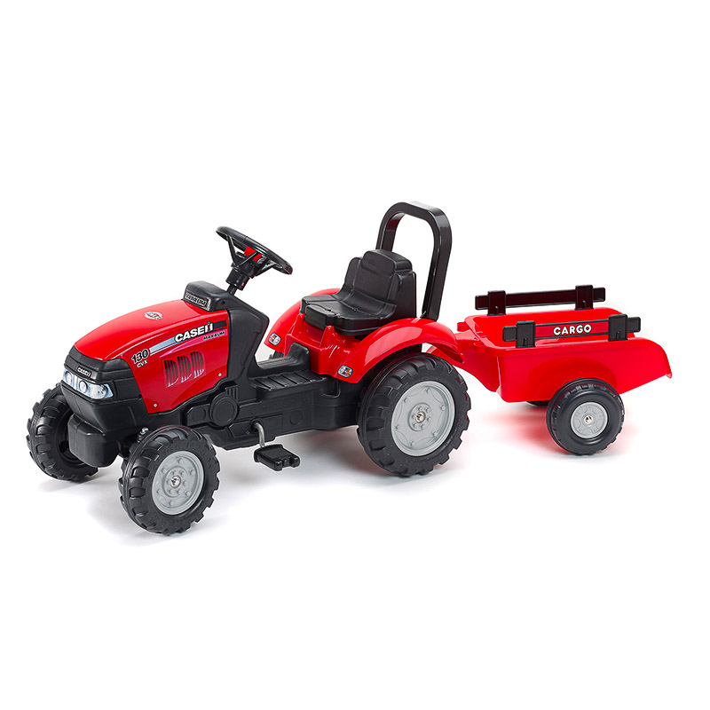 Falk – Traktor mit Pedalen Case IH mit Anhänger – ab 3 Jahren Lenkrad mit  Hupe – Sitz verstellbar – 996AB: : Toys