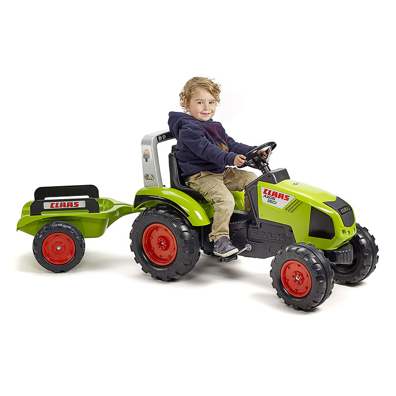Tracteur pedales Rolly Toys Claas Axos 340, pneus chambre air, siÂ ge  reglable