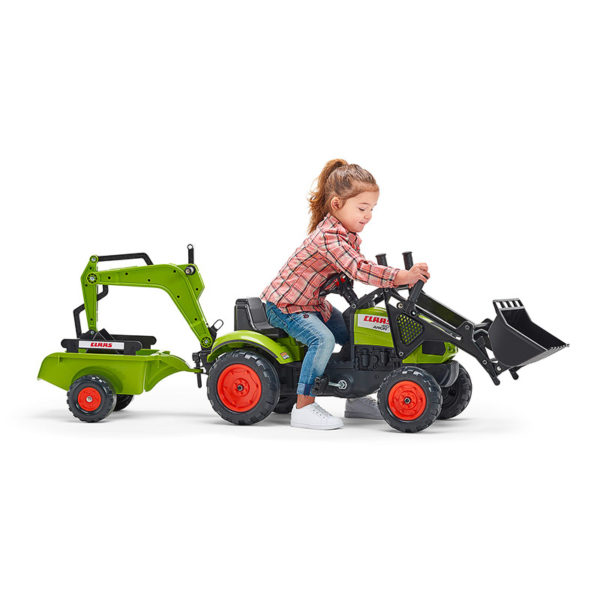 Child playing with Claas 2040N pedal backhoe loader