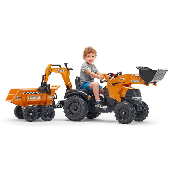 Child playing with Case Construction 997W Backhoe Loader