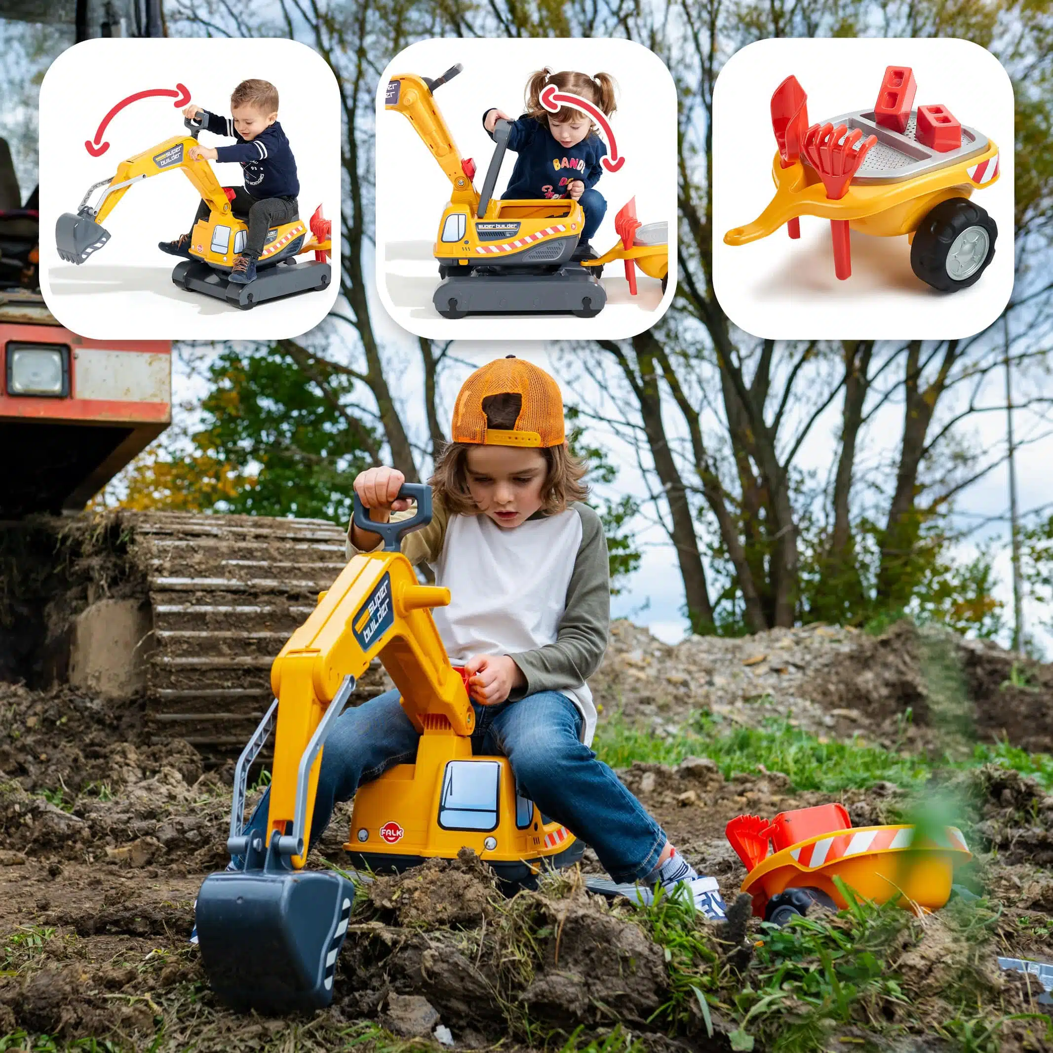 Fonctions - Garçon jouant avec pelleteuse Super Builder