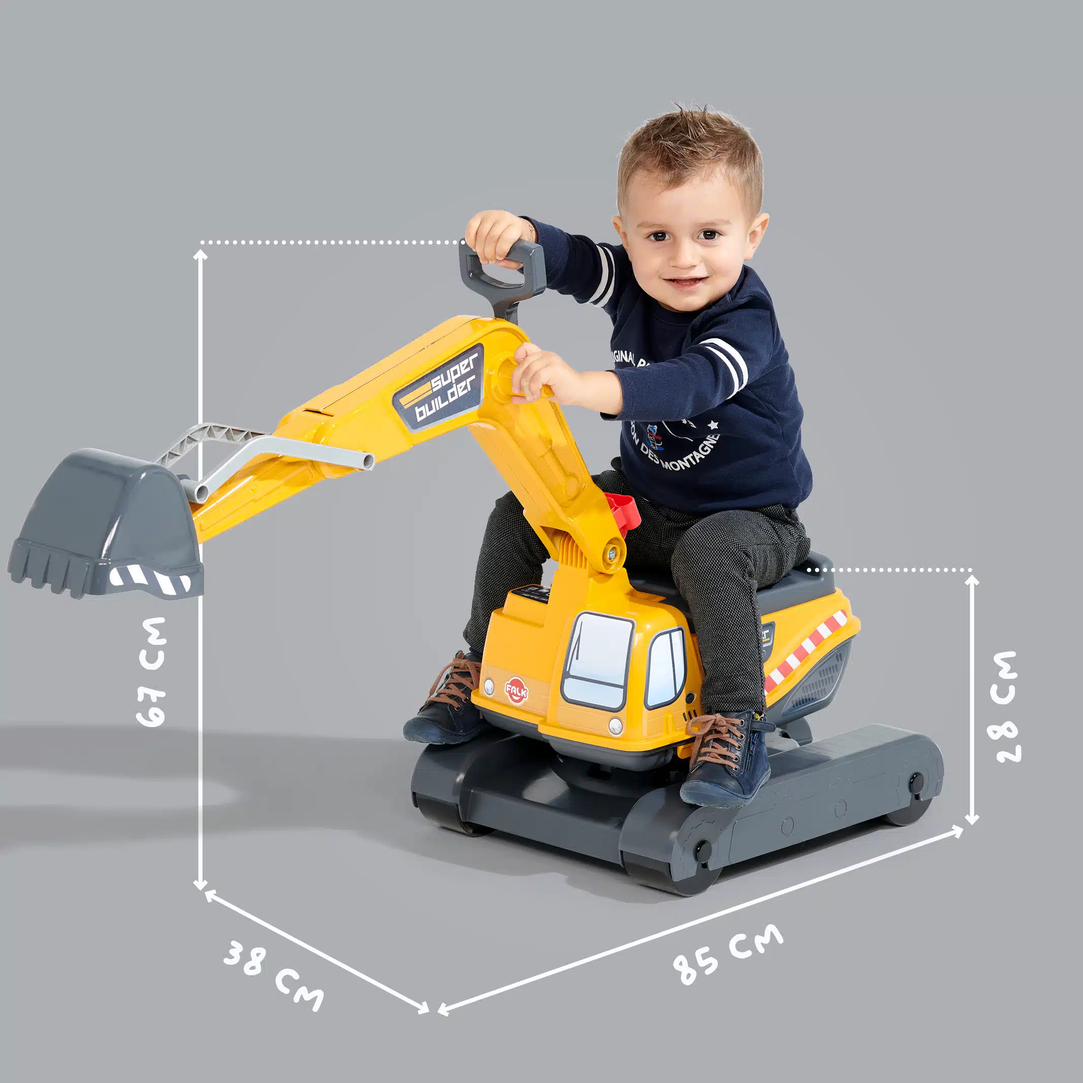 Dimensions - Enfant sur Pelleteuse Super builder