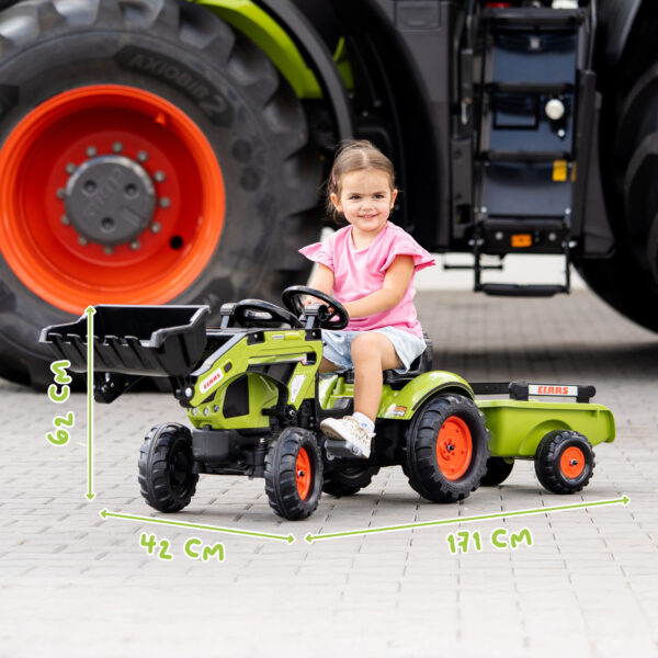 Dimensions - Enfant sur tractopelle Claas