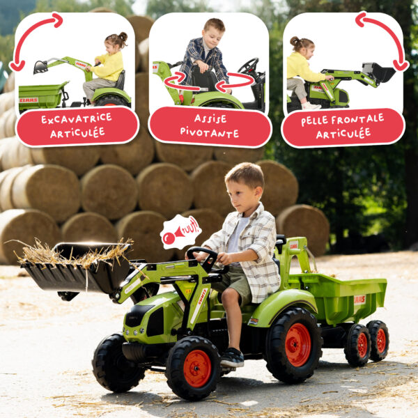 Enfant sur Maxi Tractopelle Claas