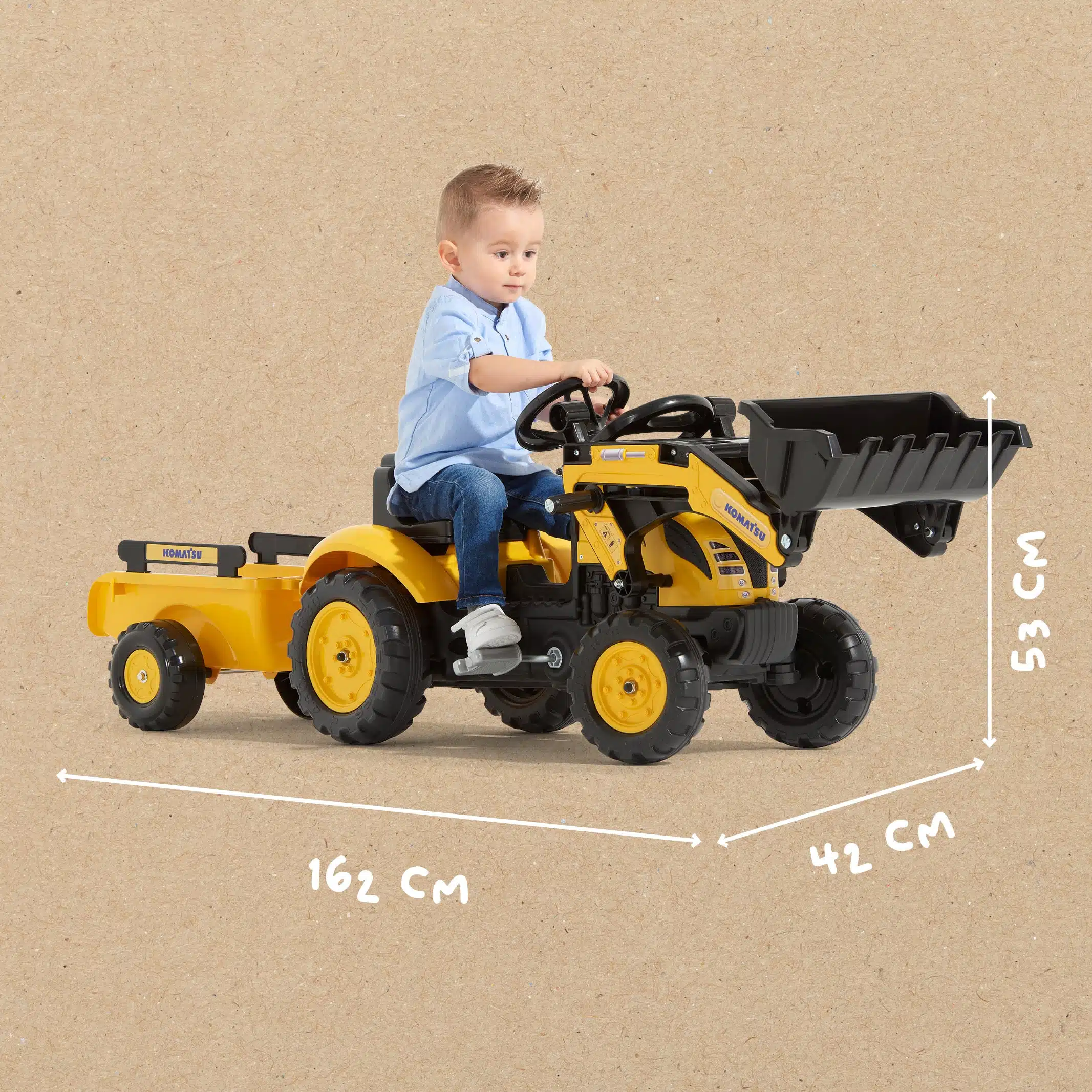 Dimensions - Enfant sur tractopelle Komatsu