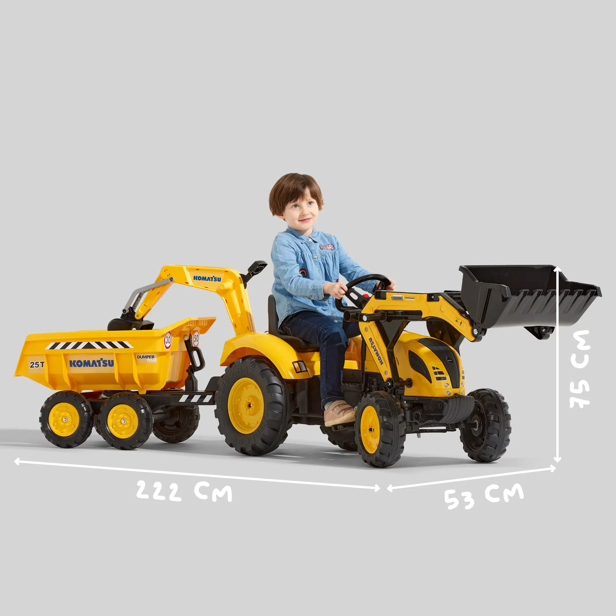Dimensions - Enfant sur Maxi tractopelle Komatsu