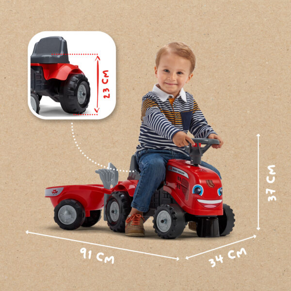 Dimensions - Enfant sur porteur tracteur Massey Ferguson