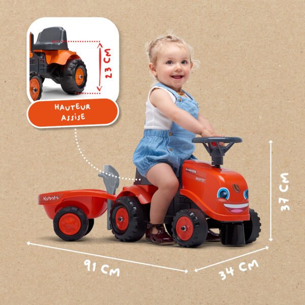 Enfant sur porteur tracteur Kubota