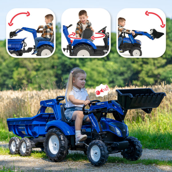 Fonctions - Enfant sur Maxi tractopelle New Holland