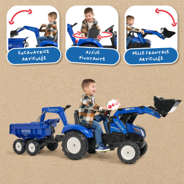 Enfant sur Maxi tractopelle New Holland