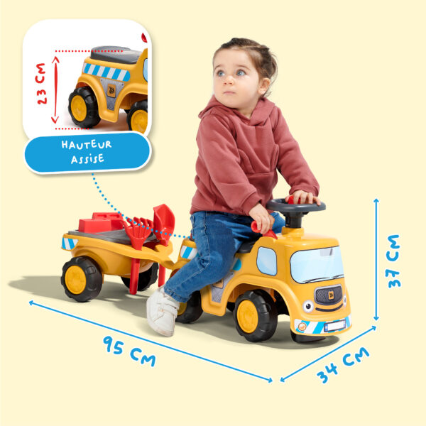 Dimensions - Enfant sur porteur camion JCB