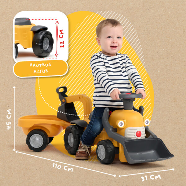 Dimensions - Enfant sur porteur tracteur Marcel