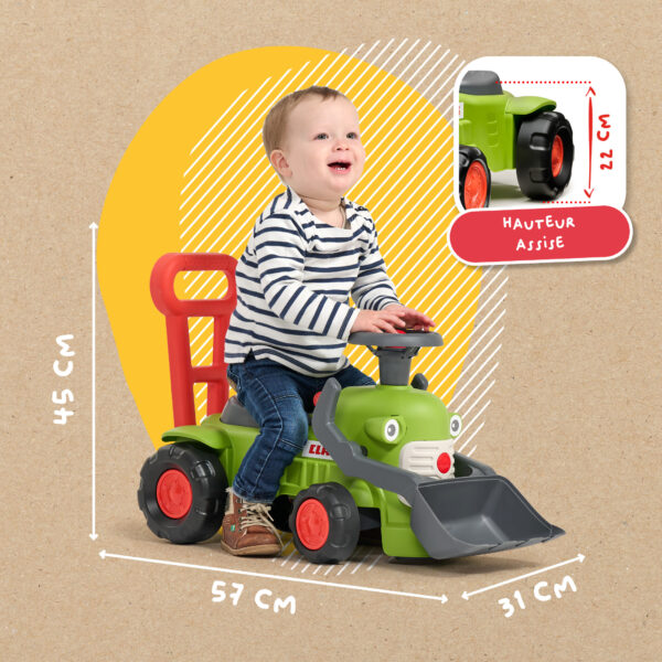 Dimensions - Enfant sur porteur tracteur Claas