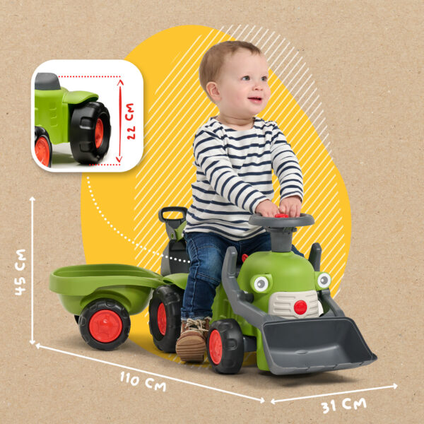 Dimensions - Enfant sur porteur tractopelle Claas