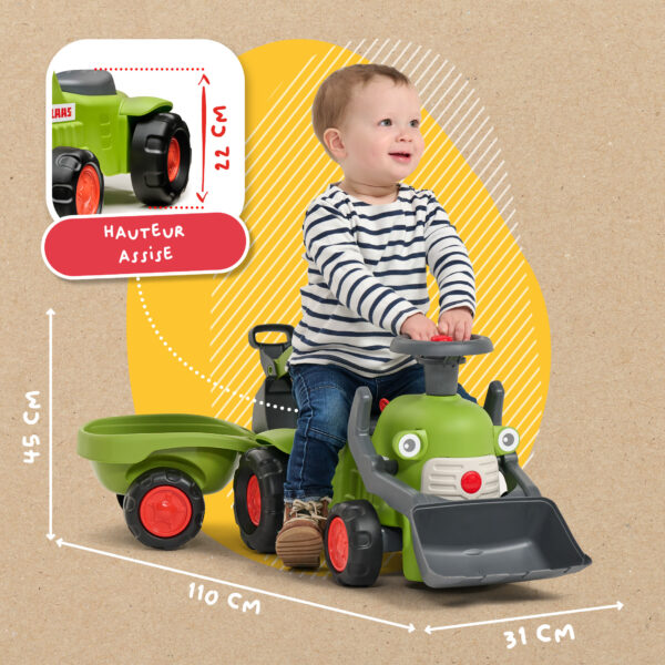 Dimensions - Enfant sur porteur tractopelle Claas