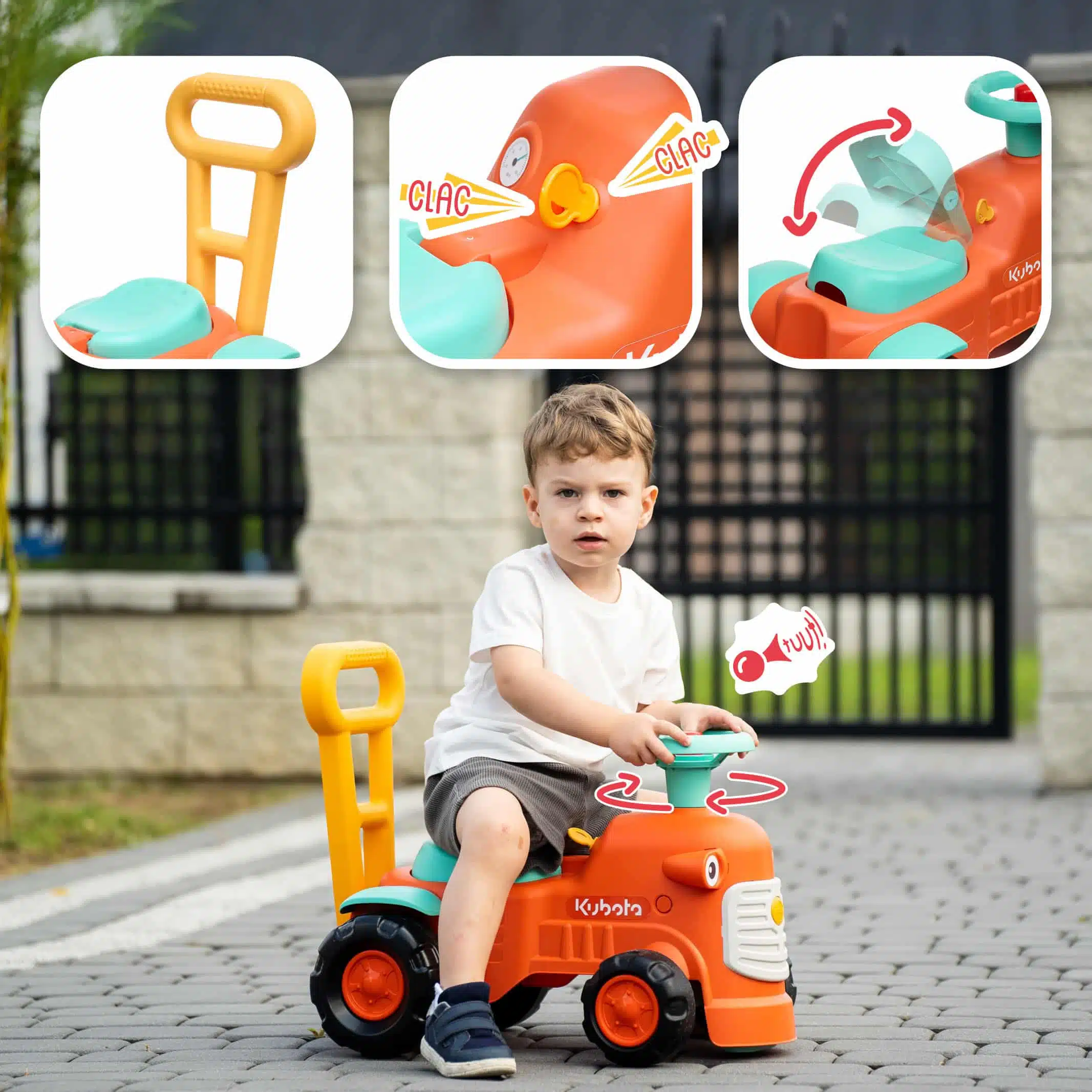 Fonctions - Enfant sur porteur tracteur Kubota