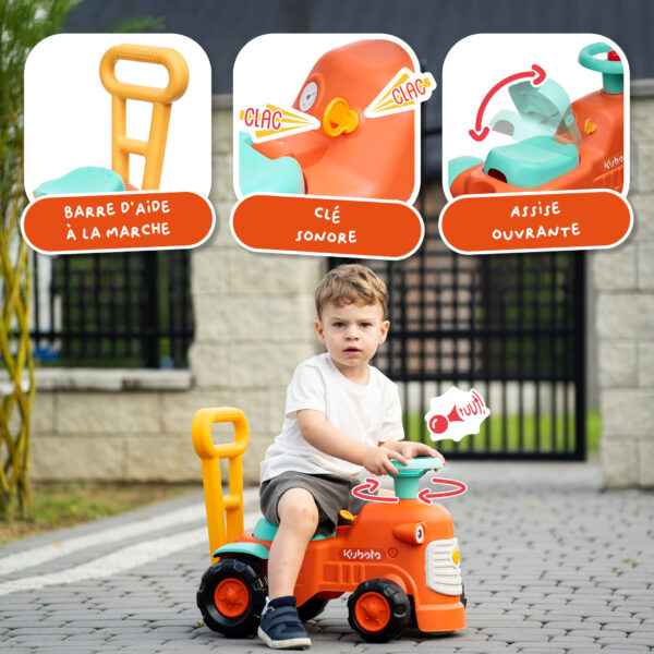 Enfant sur porteur tracteur Kubota