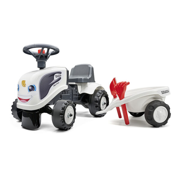 Baby Valtra ride-on tractor with trailer, rake & shovel