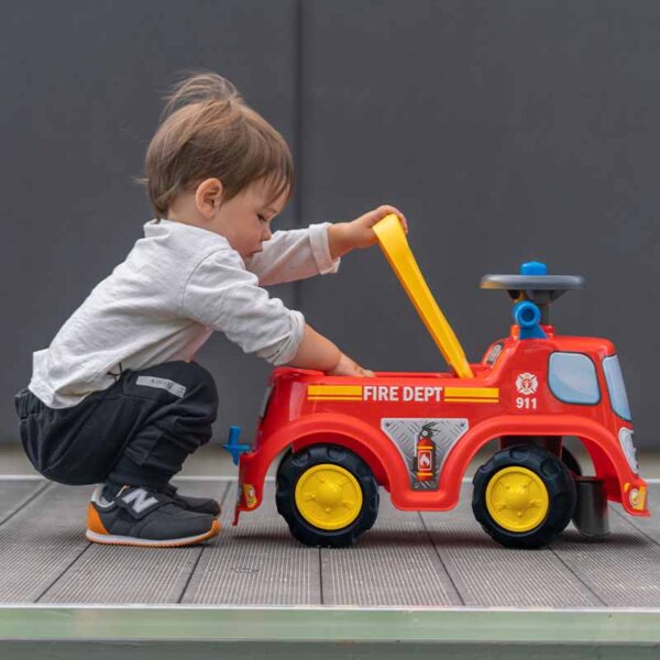 Boy open Ride-on firefighter