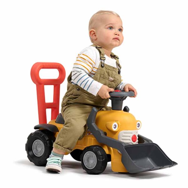 Boy on Ride-on Tractor Maurice with front shovel