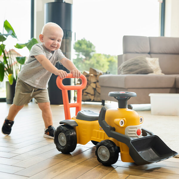 Boy with Ride-on Tractor Maurice with front shovel