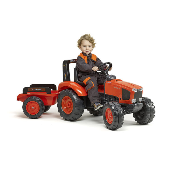 Kid playing on Pedal tractor Kubota 2060AB