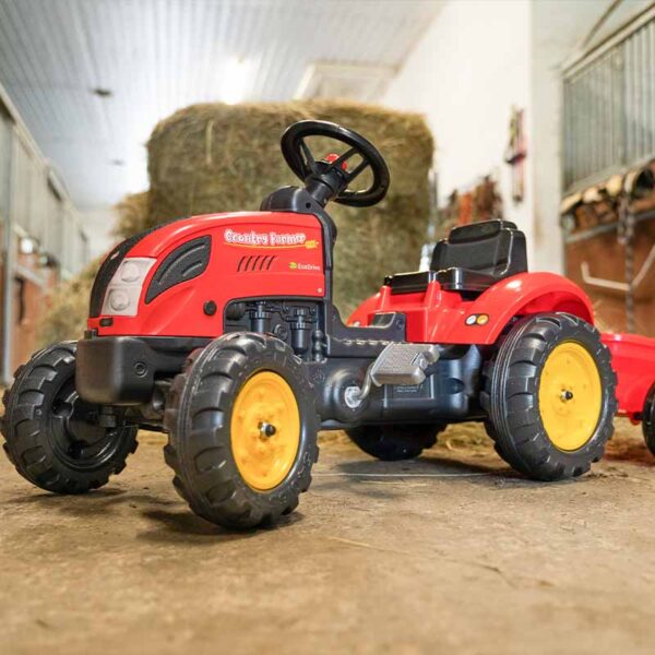 Country Farmer tractor with trailer - Red - Image 2