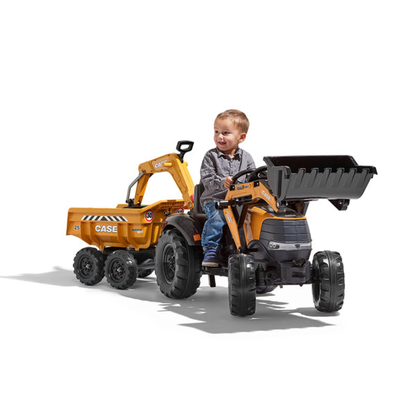 Kid playing with Backhoe loader Case Construction 997W