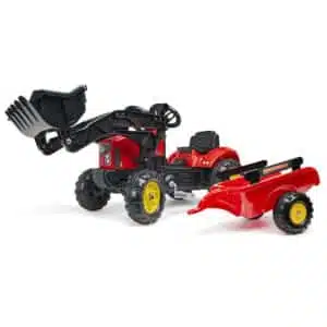 Tractopelle à pédales Supercharger rouge avec remorque