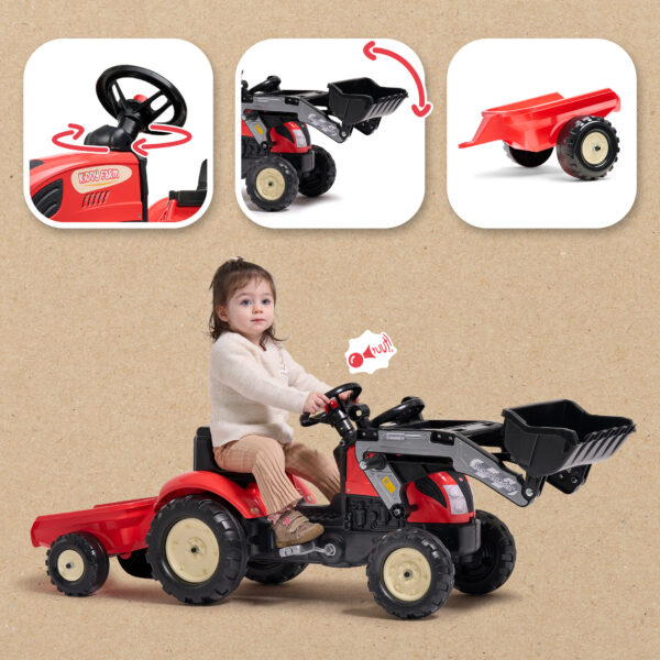 Fonctions - Enfant sur tractopelle à pédales Kiddy Farm