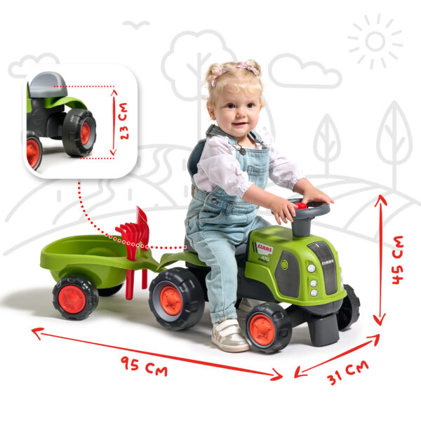Dimensions - Enfant sur porteur tracteur Claas