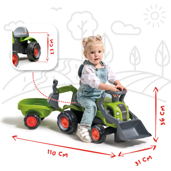 Dimensions - Enfant sur Porteur tracteur Claas