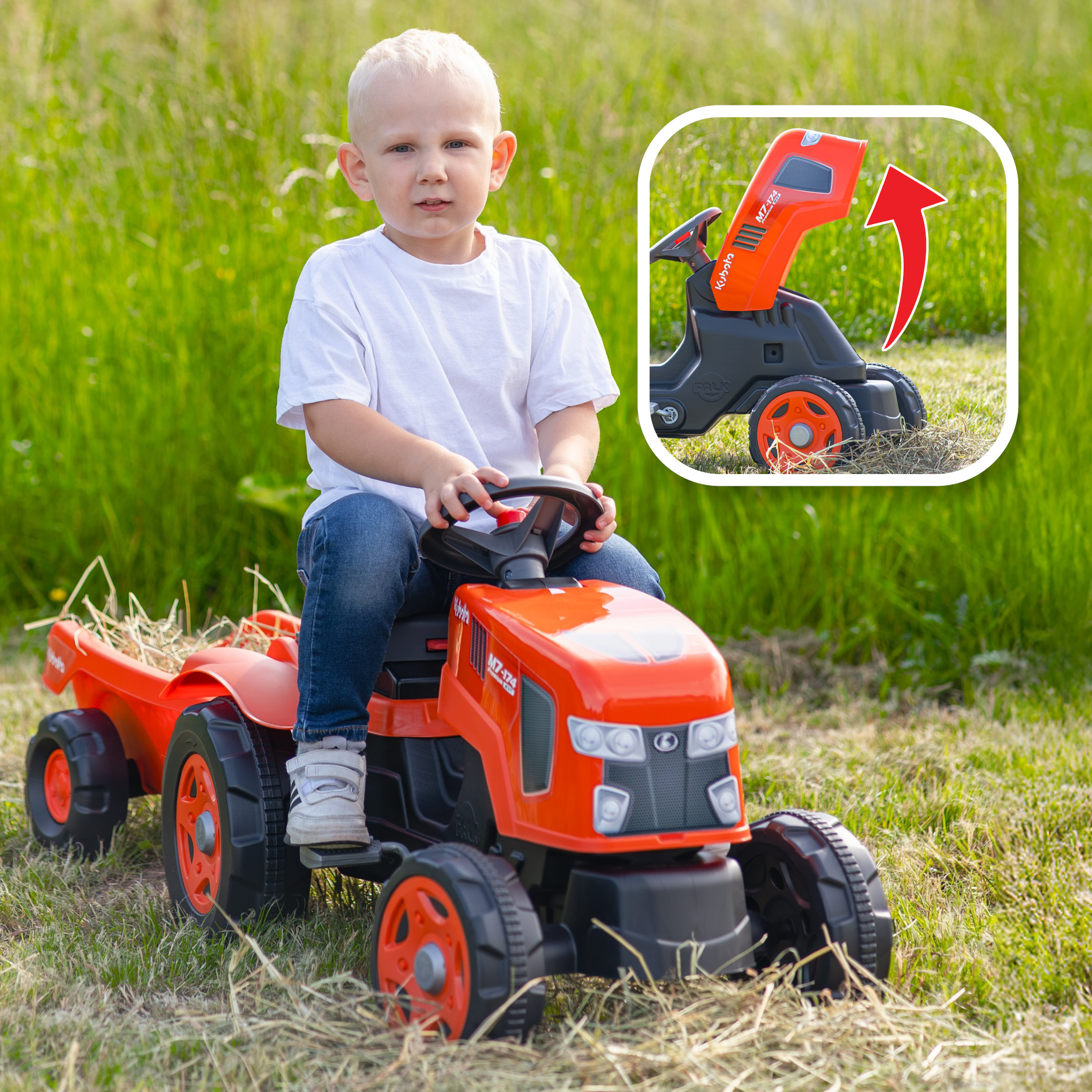 Enfant sur Tracteur Kubota